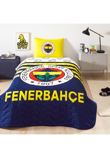 Lisanslı Fenerbahçe Stripe Tek Kişilik Yatak Örtüsü Seti 000000001000047036