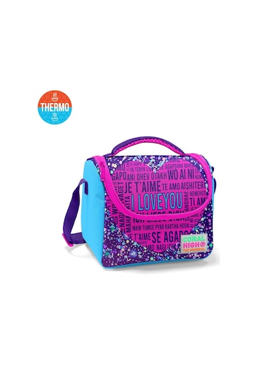 Coral High Kids Pembe Mor Kalp Desenli Thermo Beslenme Çantası 11740