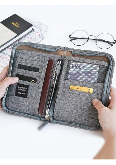 Travel Yol Seyahat Belgeleri İçin Gri Cüzdan Organizerı 243748847 Gri