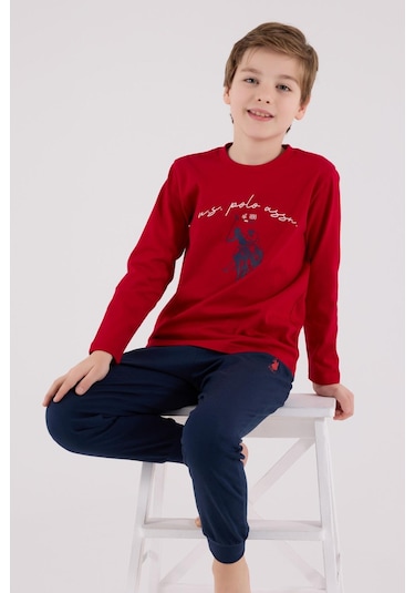 U.s. Polo Assn. Erkek Çocuk Uzun Kol Pijama Takım Kırmızı-1816 Kırmızı