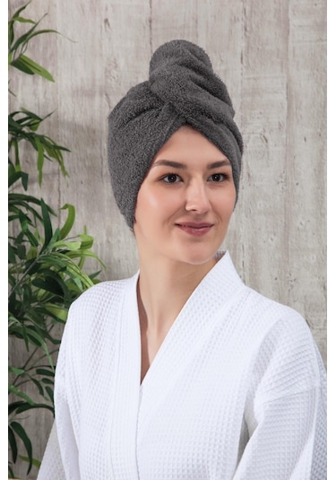 Düz Eponj Düğmeli Havlu Saç Kurulama Bonesi (343993457)