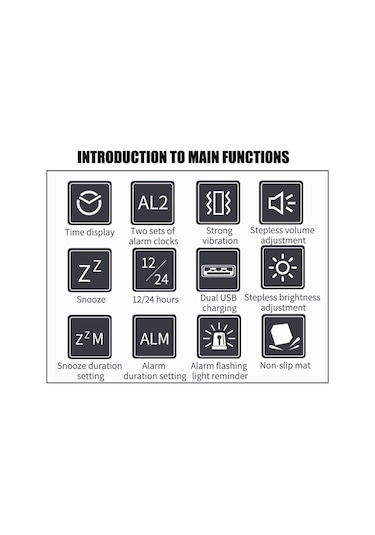 Yatak Sallayıcı İle Yüksek Sesli Çalar Saat Flaş Işıklı Titreşimli Çalar Saat Parlaklık Ayarlanabilir Erteleme Çift Alarm Ayarı Usb Şarj Portu Ağır Uyuyanlar Yetişkinler Çocuklar Gençler İçi