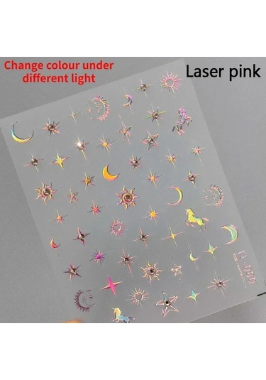 Yıldız Ay Aşk Kalp Kolye Kavisli Çizgi Ark Sıcak Damgalama Retro 5d Nail Art Etiketler Dekorasyon Yapışkanlı Manikür Çıkartmaları Dıy Nikel Serbest Beyaz