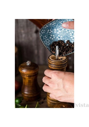 Masterchef 2'li Ceviz Ahşap Tuz Karabiber Değirmeni Seti - 14 Cm