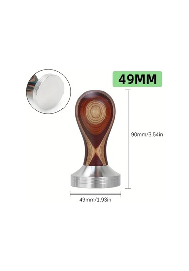 Motion003 Alıkısscafe Premium 49mm Kahve Dizgisi 304 Paslanmaz Çelik Çıkarılabilir Düz Taban Renkli Ahşap Sap Espresso Demleme Için Ahşap