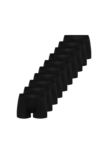 Erkek Siyah 10'Lu Paket Düz Likralı Boxer Şort Siyah