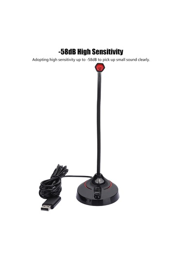 Tenfowee Masaüstü Konferans Mikrofonu, 360 Ses Alımı, -58db Hassasiyet, Tek Tuşlu Kontrol, Esnek Boyun, Taşınabilir Siyah-kırmızı