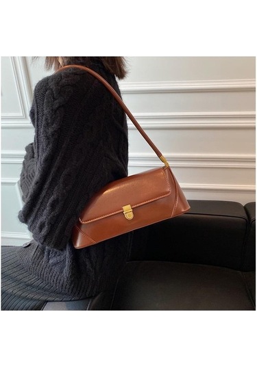 Novahub Vintage Üst Sınıf 2024 Kadın Koltuk Altı Çantası: Kahverengi French Niche Baget Omuz Çantası, Modern Zarafet İçin Mükemmel Seçim Kahverengi