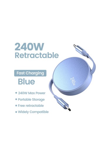 Crouch100/240w Pd Usb-c Geri Çekilebilir Hızlı Şarj Kablosu Iphone Uyumlu 15 Huawei Xiaomi Samsung Macbook Chınamavi1m