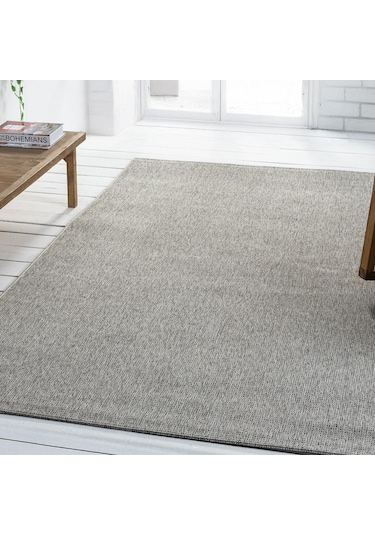 Gri Dokuma Görünümlü Modern Halı - L662grbo