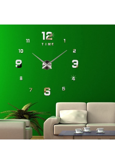 Mufunye Kendin Yap Duvar Saati Çerçevesiz 3d Aynalı Duvar Saati Büyük Sessiz Duvar Çıkartmaları Oturma Odası Ev Dekorasyonları İçin Diğer