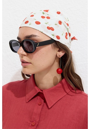 Manuka Desenli Pamuklu Fular Cherry Çok Renkli