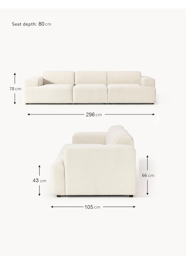 Most Mollista 3 Modül Kanepe Koltuk 01 Kırık Beyaz Keten Kumaş Yu