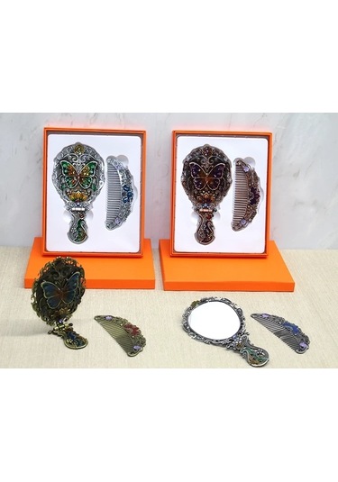 Kelebek Katlanabilir Ayna Ve Tarak Seti Orta Boy Alk4985