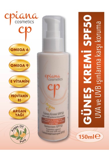 Güneş Koruyucu Krem Spf 50+ Argan Yağı 150ml