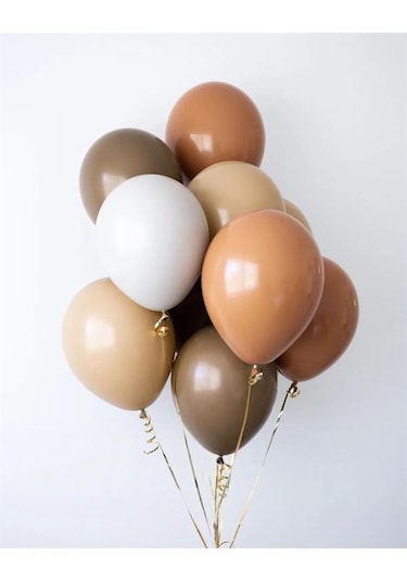 Retro Kahve Tondaki Renkler Balon Demeti 10 Lu