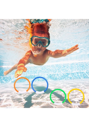 Xindoker 4 Adet Plastik Yüzme Egzersiz Halka - Su Altı Görünürlüğü İyi, Dayanıklı, Dalış Hızı Ve Çevikliği Antrenmanı İçin Havuz Alti Oyuncakları Çok Renkli