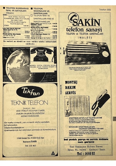 İzmir 1982-1983 Meslek Reklam İlanı Efemera S555