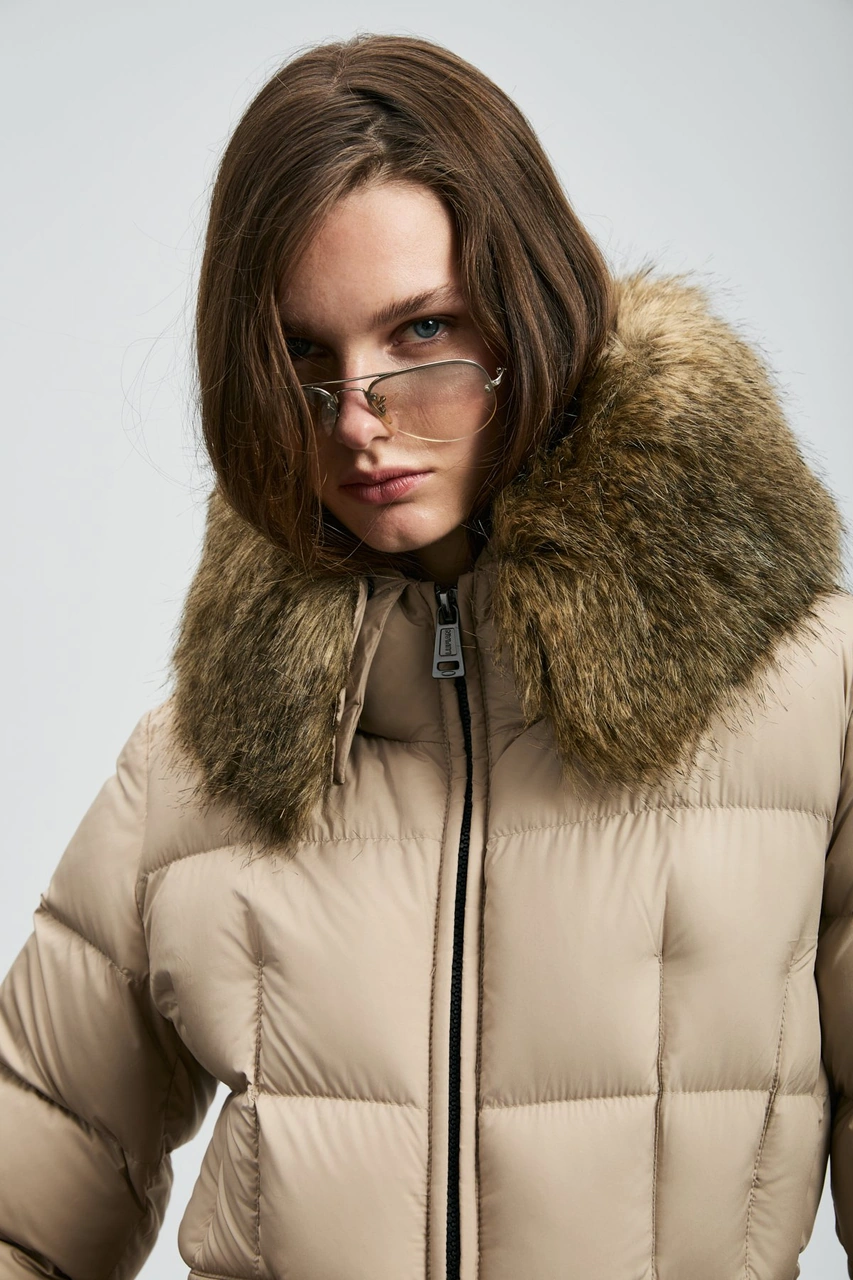 Lufian Kadın Klemantın Kaz Tüyü Mont 122120042 Bej Bej