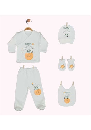Pia Baby Gl 1932-05 İsme Özel Beşli Zıbın Set Krem