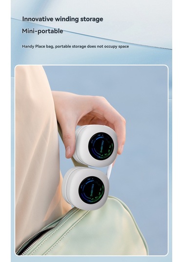 Symbee F19 Leyla Mavi Boyunbağı Usb Fan - Sessiz, 3 Vites, 1800mah Pil, 5 Saat Kullanim Süresi, Taşınabilir Turbin Tipi Mini Fan