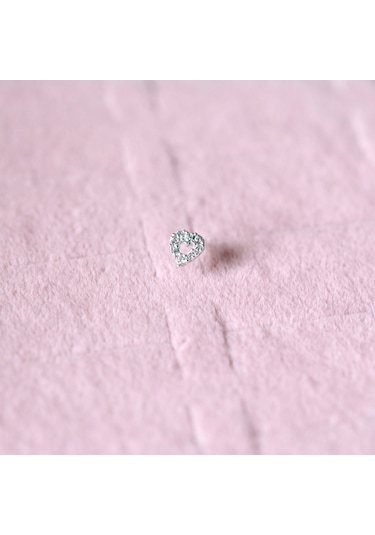 Heppii 925 Ayar Gümüş Taşlı Kalp Model Hızma Burun Piercing Gümüş