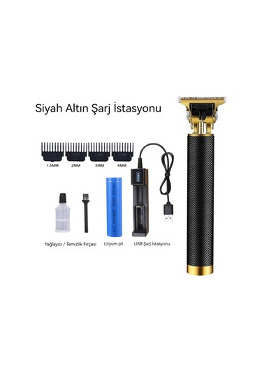 T9 Elektrikli Saç Kesme Makinesi Elektrikli Pusula Elektrikli Pusula Siyah Koltuk Şarj