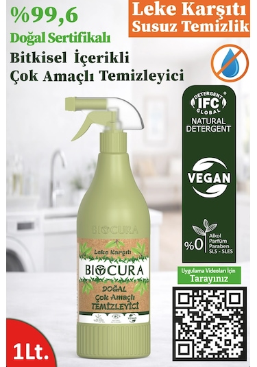 Biocura Doğal Sertifikalı Leke Çıkarıcı Bitkisel İçerikli Çok Amaçlı Temizleyici 1 L