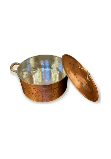 Oyma İşlemeli Dik Tencere No:6 Bakır - Siyah