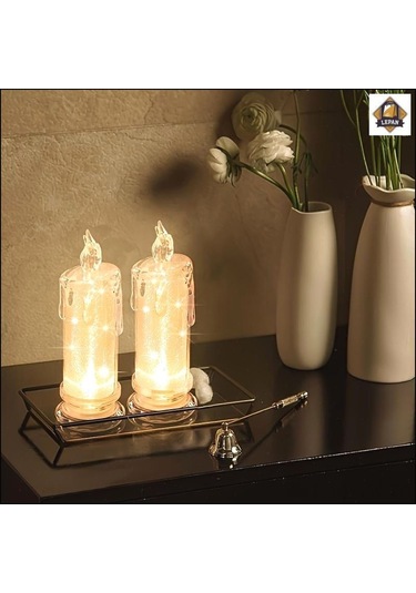 Vkemall 4'lü Paket Elektronik Mum Işıklı Gece Lambası - Romantik Yatak Odası Ve Masaüstü Dekoratif Ambiyans Aydınlatması Beyaz