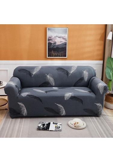 Sones Çift Kişilik Oturma Odası Dört Mevsim Elastik Tam Kapsama Kaymaz Kanepe Kılıfı, Boyut: 145 X 185 Cm Gri Tüy