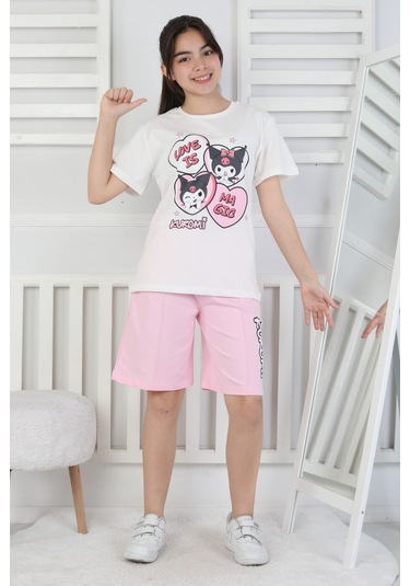 Love Is Kız Çocuk Üst Süprem Alt 2 İp Şort Takım Pembe