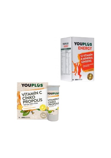 Youplus Vitamin C Çinko Propolis 20 Efervesan Tablet + Youplus Energy 30 Tablet