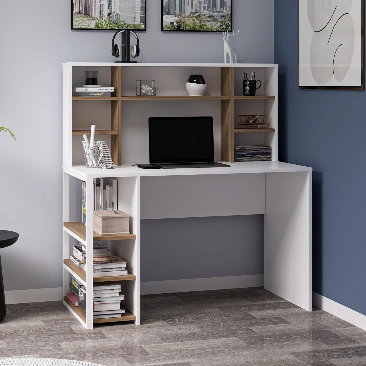 Liora Çalışma Masası - Beyaz/rahle Çok Renkli