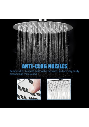 Yunboo 8 İnç 304 Paslanmaz Çelik Yuvarlak Şişme Duş Başlığı, Yüksek Basınçlı, Otomatik Temizleme Nozzle, Gümüş Renk, 1.5m Teflon Bandı İçerir Diğer