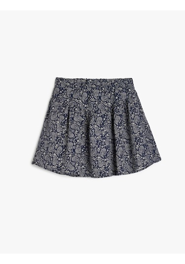 Koton Beli Lastikli Desenli Viskon Etek Lacivert Desenli 5wkg70071aw Lacivert