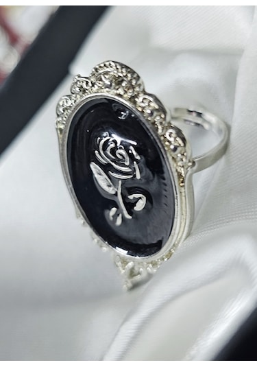 Dükkan Design Ayarlanabilir Siyah Gül Gotik Yüzük Siyah