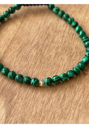 14 Ayar Altın Dorikalı Doğal Malahit Taşlı Şık Altın Bileklik Altın