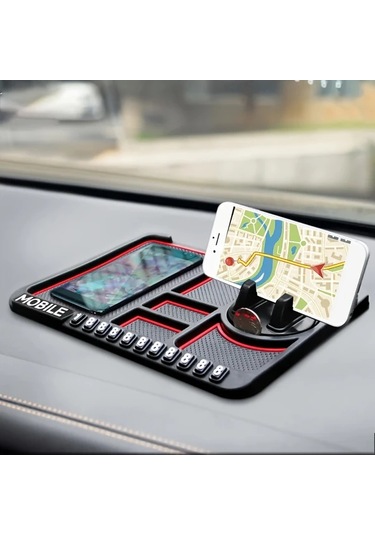 Dream011 Siyah Çok Amaçlı Araç Kaymaz Paspas & Telefon Tutucu - Evrensel Dayanıklı
