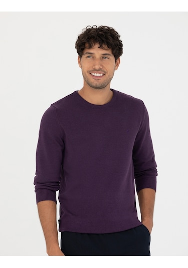 Pierre Cardin Erkek Mor Triko Kazak 50270179-vr038 Mor