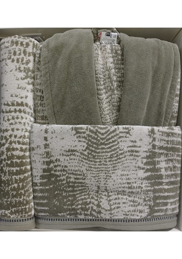 Özdilek Verde Aile Bornoz Seti Krem - Siyah