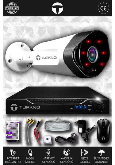 Turkno 1 Kameralı Galia 1 Dış Kamera Set HDD'siz Full HD Gece Görüşlü Güvenlik Kamerası Sistemi