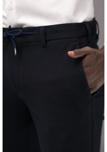 Ecer Regular Fit Yan Cepli Kışlık Gofre Kumaş Pantolon Lacivert