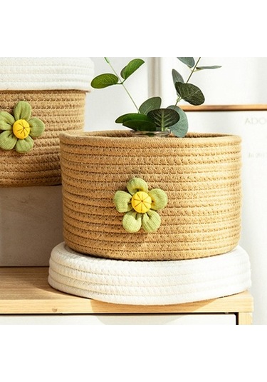 Pazly Suntek Sepeti Saklama Pamuk Magideal M Kapaklı İpli Çok Amaçlı Yp Beyaz - Kahverengi