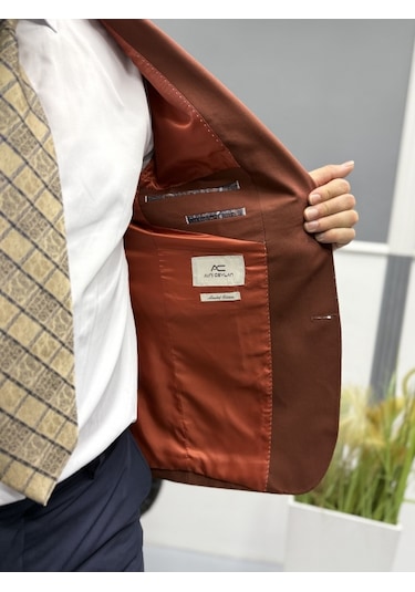 Avni Ceylan Lux İtalyan Stil Erkek Takım Elbise Klasik Ve Modern Stil Kiremit