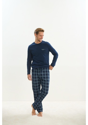 Erkek Uzun Kol Lacivert Pijama Takım C8t1n5o9 001