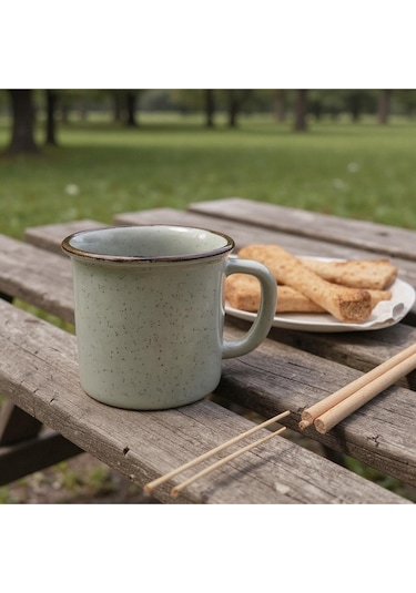El Yapımı Seramik Kupa Organik Boya Gri