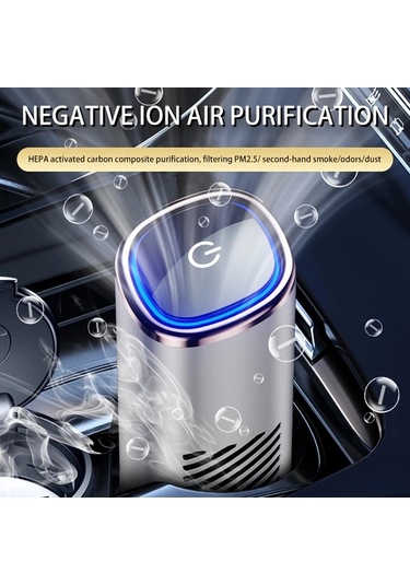 Honeybeeshop Hepa Filtreli Gümüş Taşınabilir Araç Hava Temizleyici Usb Sessiz Toz Polen Duman