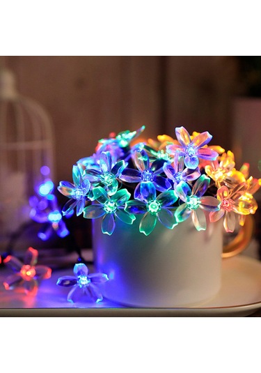 Yifomall Güneş Enerjili 7m 50 Led Çok Renkli Bahçe Işığı - Flaş Ve Sürekli Aydınlatma Modu, Işık Sensörlü Ve Manuel Kontrol