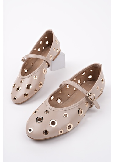 Muggo Misha Tek Bant Troklu Günlük Kadın Babet Nude